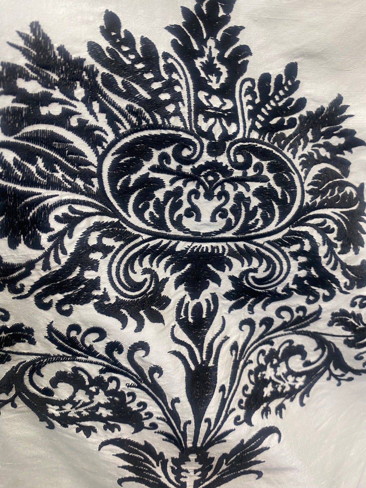 NEW COLOR! Lady Krista Novelty Embroidered 100% Silk Taffeta Fabric Black and White - Fancy Styles Fabric Pierre Frey Lee Jofa Brunschwig & Fils