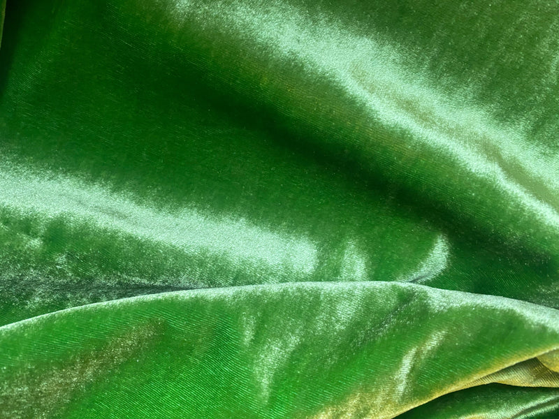 App Sale: Queen of The Dark- Leaf Green 100% Silk Velvet Fabric with Interfacing