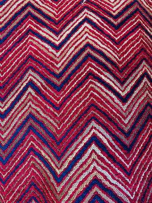 NEW! King Marko Luxury Heavyweight Upholstery Velvet Chenille Geometric Fabric - Fuchsia Red Blue - BTY - Fancy Styles Fabric Pierre Frey Lee Jofa Brunschwig & Fils