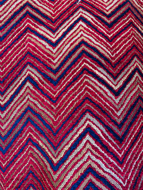 NEW! King Marko Luxury Heavyweight Upholstery Velvet Chenille Geometric Fabric - Fuchsia Red Blue - BTY - Fancy Styles Fabric Pierre Frey Lee Jofa Brunschwig & Fils