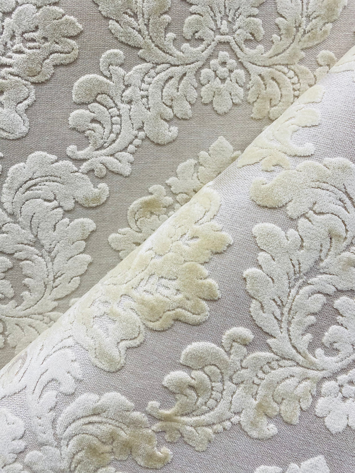 NEW! Duke Gabriel Designer Medallion Burnout Chenille Velvet Fabric - Pearl Cream - Fancy Styles Fabric Pierre Frey Lee Jofa Brunschwig & Fils