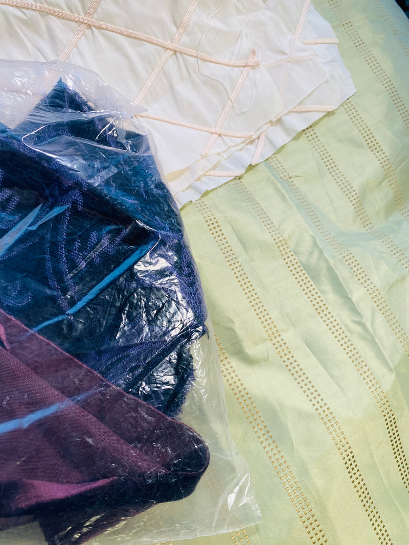 App Sale: $15 Mystery Bundle Fabric 766- 21” x 55” Pistachio Lady Amalie Silk Taffeta + Piece of Silk Taffeta + Bag of Scraps