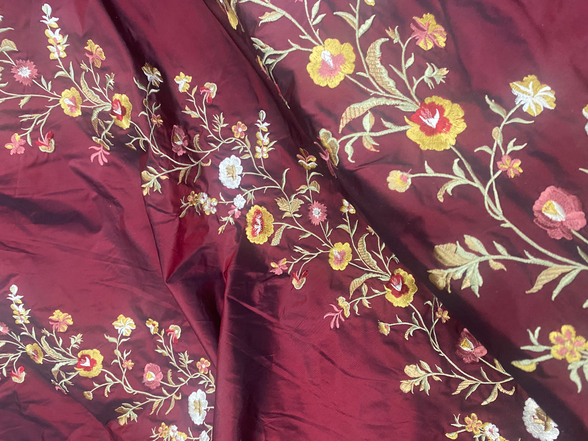 NEW Duchess Alethea Beige Iridescence 100% Silk Embroidered Fabric