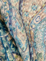 NEW Queen Lila Quilted Blanket Fabric Imported from Belgium- Upholstery & Drapery- Blue Melange
