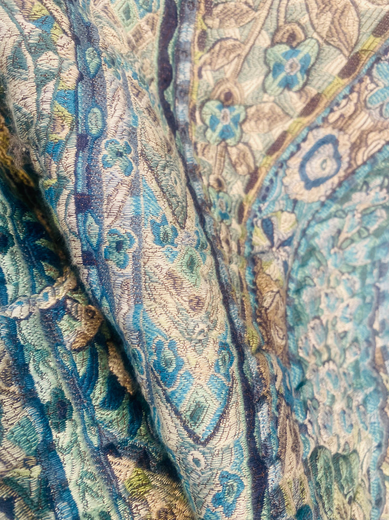 NEW Queen Lila Quilted Blanket Fabric Imported from Belgium- Upholstery & Drapery- Blue Melange