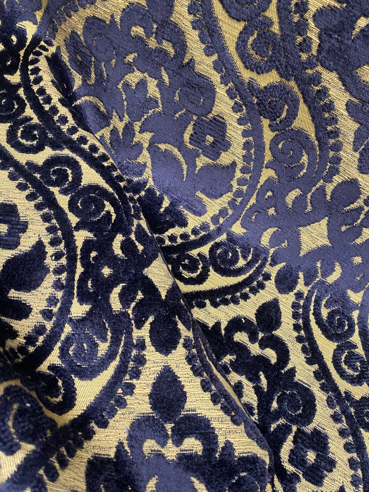 NEW! Sir Sanders Novelty Burnout Medallion Chenille Velvet Fabric - Indigo Navy Blue- Upholstery - Fancy Styles Fabric Pierre Frey Lee Jofa Brunschwig & Fils