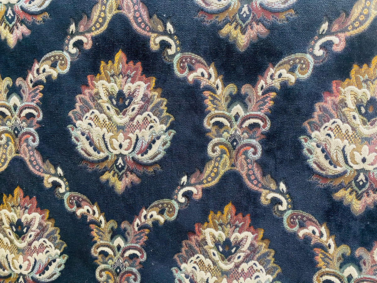 NEW! Duke Challace Designer Italian Burnout Medallion Chenille Velvet Upholstery Fabric - Black - Fancy Styles Fabric Pierre Frey Lee Jofa Brunschwig & Fils