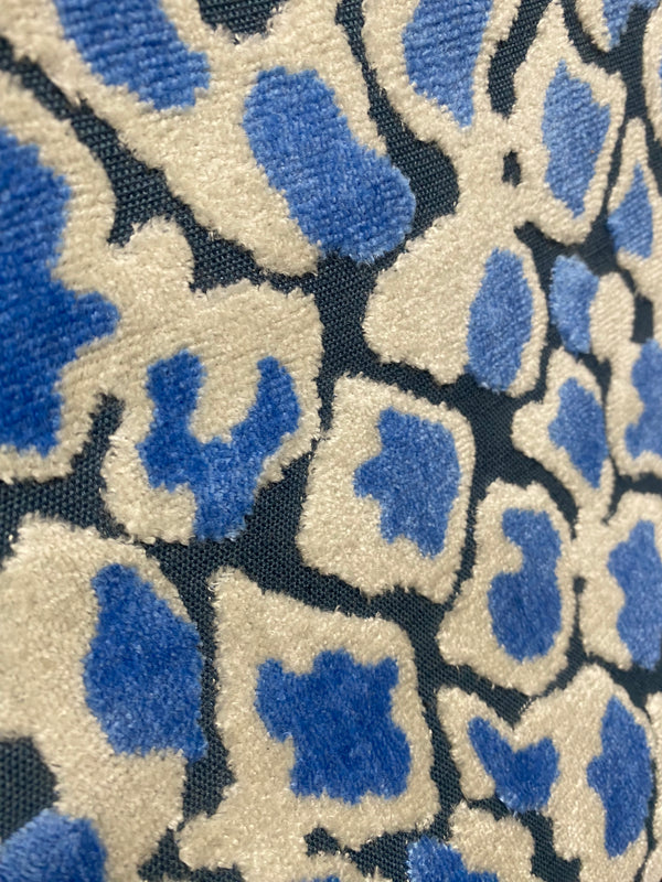 NEW Duchess Dugan Snow Leopard Novelty Upholstery Velvet Made in Italy Blue Style# HG10005 - Fancy Styles Fabric Pierre Frey Lee Jofa Brunschwig & Fils