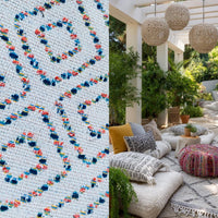 New! SUNBRELLA Novelty Boucle Woven Waterproof Indoor Outdoor Pink Indigo Blue White Upholstery and Decorating Fabric - Fancy Styles Fabric Pierre Frey Lee Jofa Brunschwig & Fils
