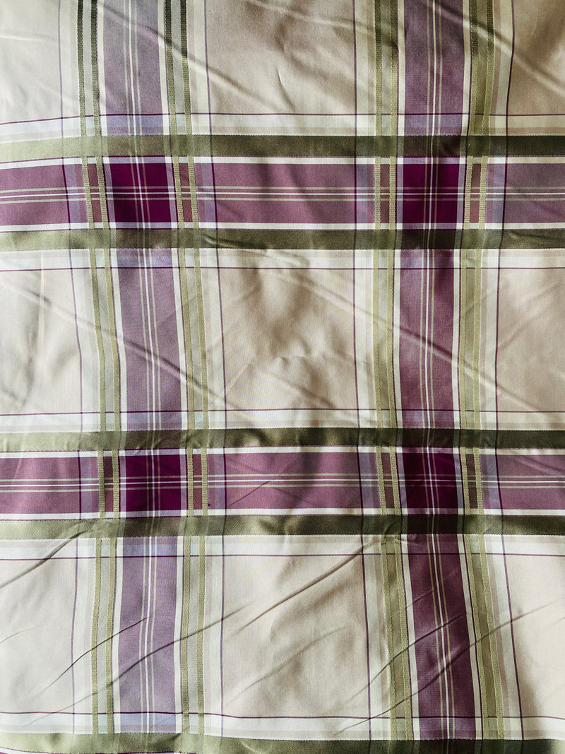NEW SALE 2 Yard Remnant: Duchess Fanty 100% Silk Taffeta Plaid Tartan Fabric