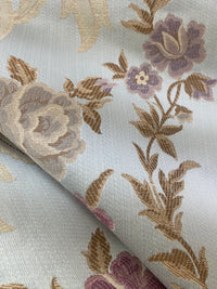 NEW Queen Marionette Novelty Ritz Neoclassical Brocade Medallion Floral Aubusson Satin Fabric - Ivory - Fancy Styles Fabric Pierre Frey Lee Jofa Brunschwig & Fils