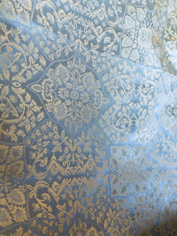 NEW Sir Enzo 100% Silk Taffeta Interior Design Fabric Medallion Brocade French Yellow and Blue - Fancy Styles Fabric Pierre Frey Lee Jofa Brunschwig & Fils