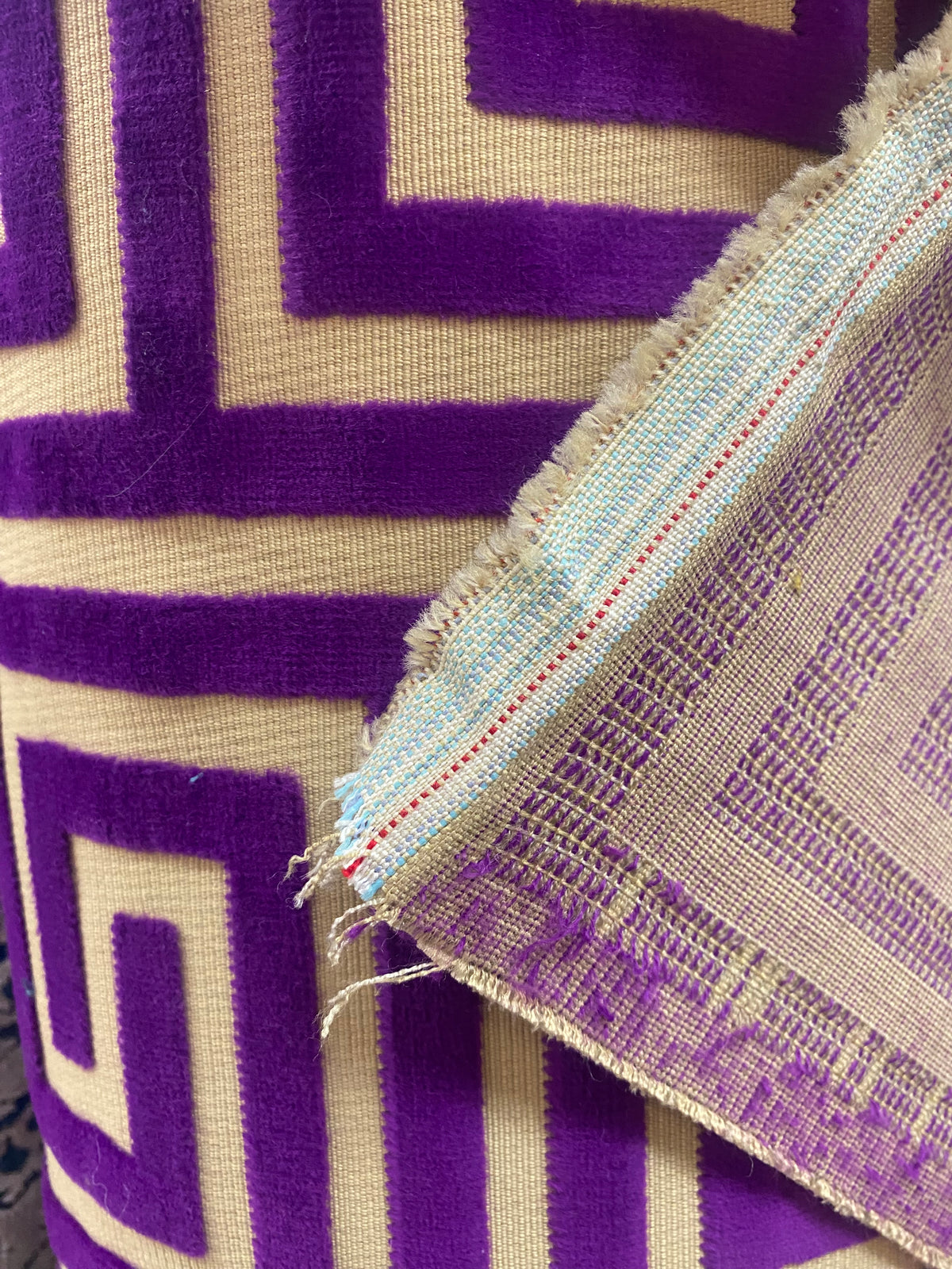 NEW! Sale! VERSACE HOME Novelty Italian Burnout Geometric Chenille Upholstery Velvet Fabric - Magenta Purple - Fancy Styles Fabric Pierre Frey Lee Jofa Brunschwig & Fils