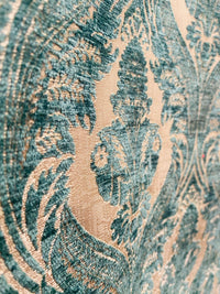 NEW! Princess Pantera- Designer Italian Venetian Burnout Damask Velvet Turquoise Blue Fabric Upholstery - Fancy Styles Fabric Pierre Frey Lee Jofa Brunschwig & Fils