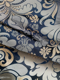 NEW King Dorfman Novelty Floral Jacquard 100% Silk Fabric in Black and Gold - Fancy Styles Fabric Pierre Frey Lee Jofa Brunschwig & Fils