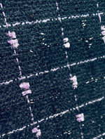 App Deal: Miss Marla Plaid Tweed Fabric with Bow Fringe- Black and Lavender