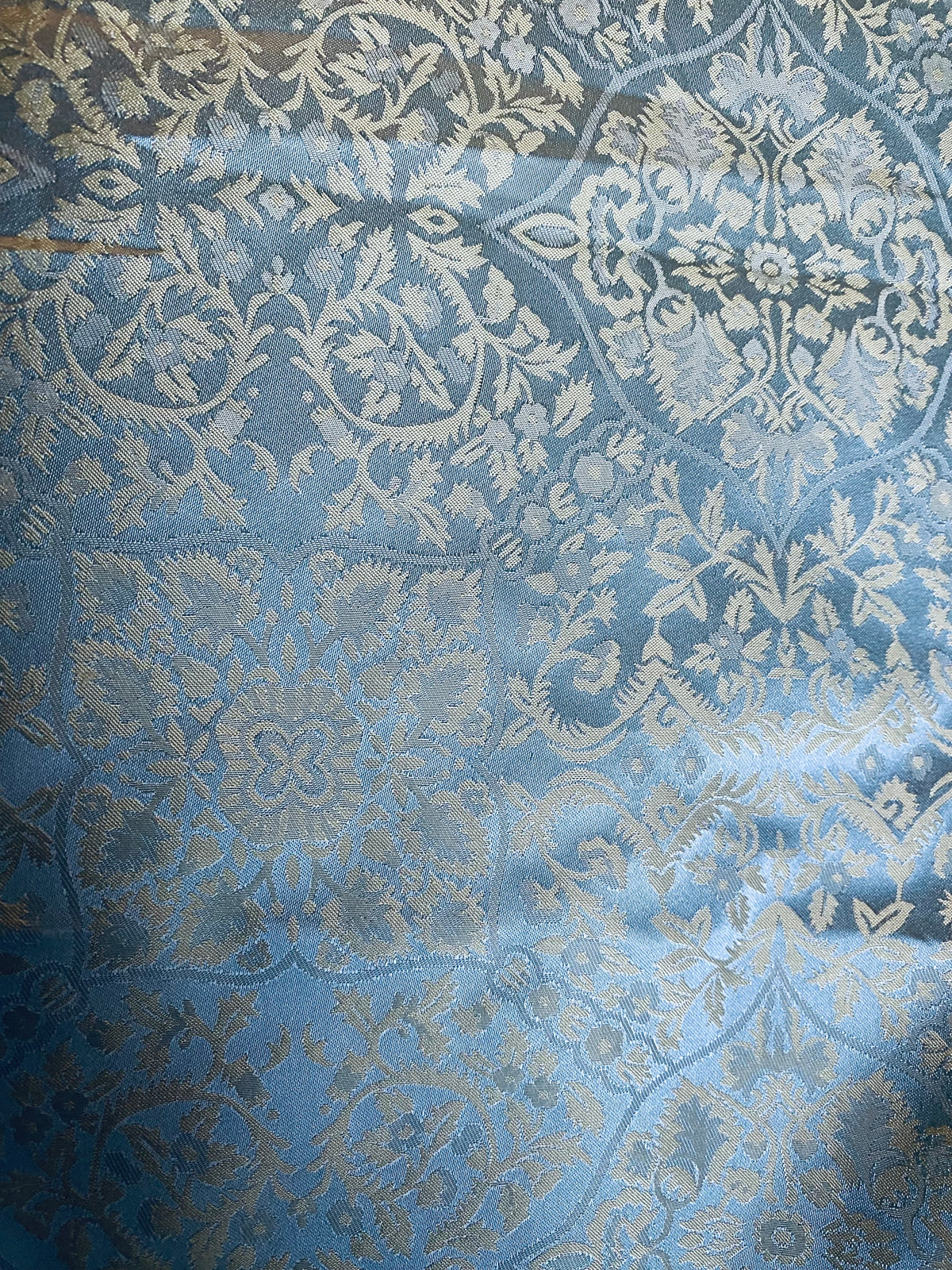 NEW Sir Enzo 100% Silk Taffeta Interior Design Fabric Medallion Brocade French Yellow and Blue - Fancy Styles Fabric Pierre Frey Lee Jofa Brunschwig & Fils