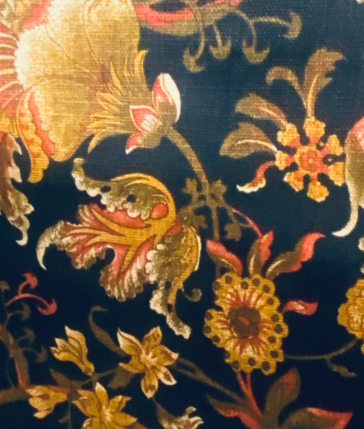 NEW! King Fanta Novelty 100% Linen Fabric Floral - Black - Fancy Styles Fabric Pierre Frey Lee Jofa Brunschwig & Fils