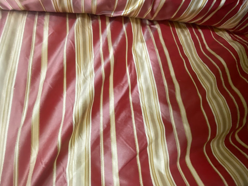 NEW Lady Lali 100% Silk Taffeta Fabric with Red Candy-cane Stripes