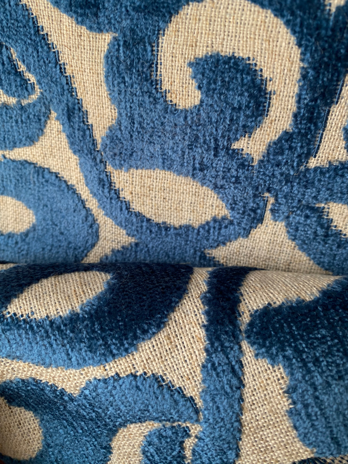 Sir Salvador Novelty Burnout Medallion Floral Velvet Fabric - Blue- Upholstery - Fancy Styles Fabric Pierre Frey Lee Jofa Brunschwig & Fils