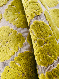 NEW! Prince Mikaile - Designer Italian Venetian Burnout Damask Cut Velvet Yellow Chartreuse Fabric Upholstery - Fancy Styles Fabric Pierre Frey Lee Jofa Brunschwig & Fils