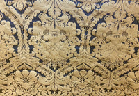 NEW King St John Designer Damask Drapery Satin Fabric - Black Gold- Decorating - Fancy Styles Fabric Pierre Frey Lee Jofa Brunschwig & Fils