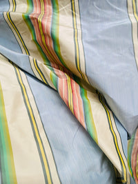 Back in stock! NEW Princess Penelope Designer 100% Silk Taffeta Stripes Fabric - Blue 55” Wide - Fancy Styles Fabric Pierre Frey Lee Jofa Brunschwig & Fils