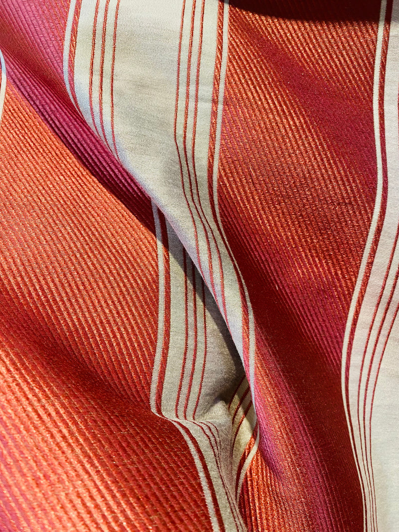 NEW Lady Monroe French Terra Cotta Red Fabric - 3” Stripes - Upholstery 55” Wide