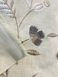 NEW! Lady Celina Novelty Embroidered 100% Cotton Fabric Taupe Natural and Cream - Fancy Styles Fabric Pierre Frey Lee Jofa Brunschwig & Fils
