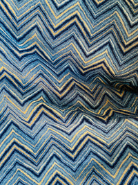 NEW! King Marko Luxury Heavyweight Upholstery Velvet Chenille Geometric Fabric - Blue - BTY - Fancy Styles Fabric Pierre Frey Lee Jofa Brunschwig & Fils