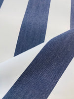 NEW Lady Jacqueline Faded Navy Waterproof Decorating Fabric - 3” Navy And White Stripes - Upholstery 55” Wide