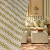 NEW Queen Mandy Designer 100% Cotton Heavyweight 1/4” Stripes Upholstery Fabric - Pistachio Green and Cream - Fancy Styles Fabric Pierre Frey Lee Jofa Brunschwig & Fils