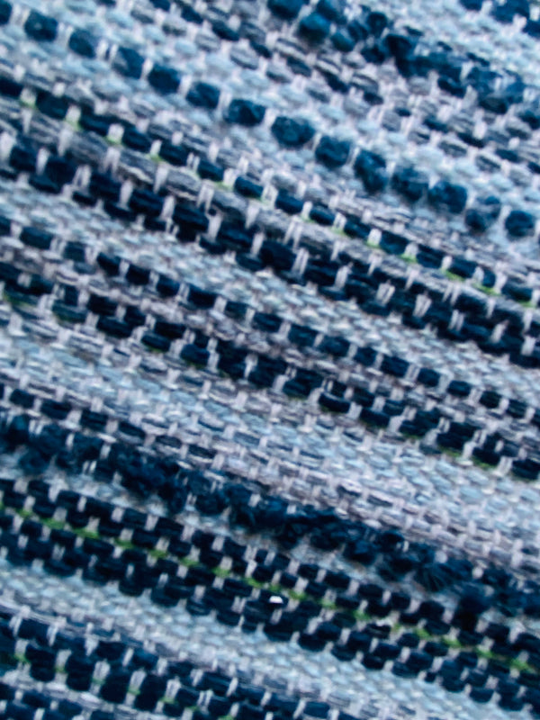 New! SUNBRELLA Navy Indigo Blue Stripes Boucle Waterproof Indoor Outdoor Upholstery Fabric - Fancy Styles Fabric Pierre Frey Lee Jofa Brunschwig & Fils