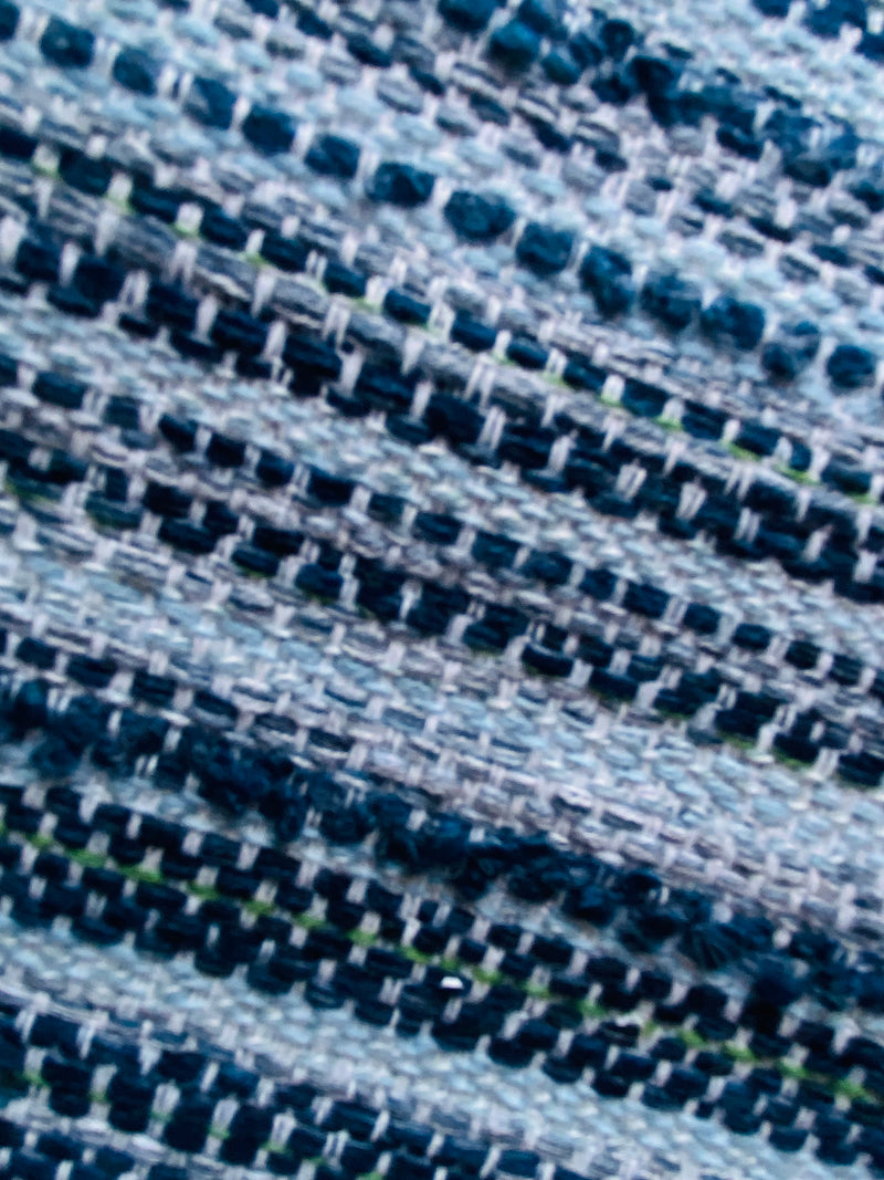 New! SUNBRELLA Navy Indigo Blue Stripes Boucle Waterproof Indoor Outdoor Upholstery Fabric