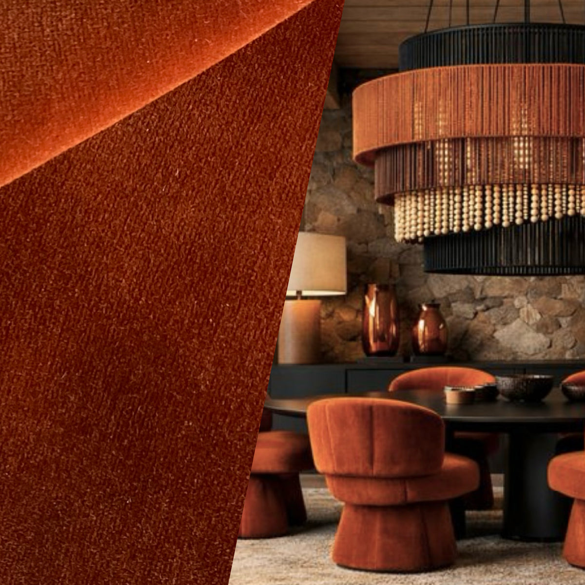 NEW COLOR! Prince Oliver - Designer 100% Cotton Made In Belgium Upholstery Velvet Fabric - Icy Burnt Orange - Fancy Styles Fabric Pierre Frey Lee Jofa Brunschwig & Fils