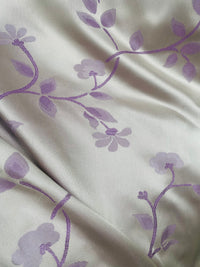 NEW Queen Suzette Novelty Floral Jacquard 100% Silk Fabric in Cream and Lavender - Fancy Styles Fabric Pierre Frey Lee Jofa Brunschwig & Fils