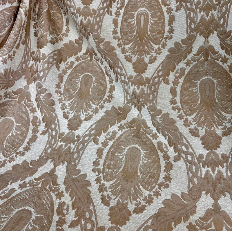 NEW Lady Danita Designer Medallion Burnout Chenille Velvet Fabric - Brocade- Cream Gold