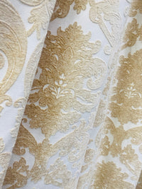 NEW King Benjamin Designer Damask Burnout Chenille Velvet Fabric - Upholstery - Cream - Fancy Styles Fabric Pierre Frey Lee Jofa Brunschwig & Fils