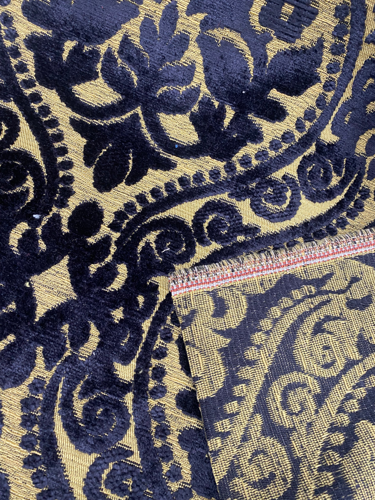 NEW! Sir Sanders Novelty Burnout Medallion Chenille Velvet Fabric - Indigo Navy Blue- Upholstery - Fancy Styles Fabric Pierre Frey Lee Jofa Brunschwig & Fils