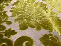 NEW! Princess Perma - LARGE REPEAT- Designer Italian Venetian Burnout Damask Velvet Yellow-Lime Chartreuse Fabric Upholstery - Fancy Styles Fabric Pierre Frey Lee Jofa Brunschwig & Fils
