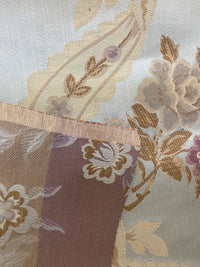 NEW Queen Marionette Novelty Ritz Neoclassical Brocade Medallion Floral Aubusson Satin Fabric - Ivory - Fancy Styles Fabric Pierre Frey Lee Jofa Brunschwig & Fils