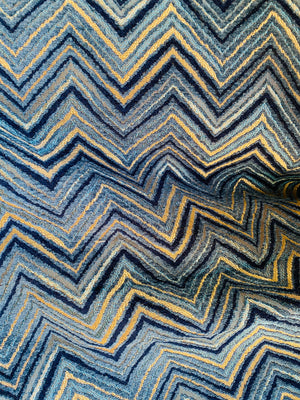 NEW! King Marko Luxury Heavyweight Upholstery Velvet Chenille Geometric Fabric - Blue - BTY - Fancy Styles Fabric Pierre Frey Lee Jofa Brunschwig & Fils