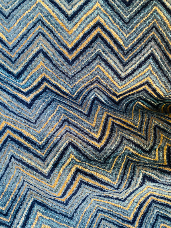 NEW! King Marko Luxury Heavyweight Upholstery Velvet Chenille Geometric Fabric - Blue - BTY - Fancy Styles Fabric Pierre Frey Lee Jofa Brunschwig & Fils