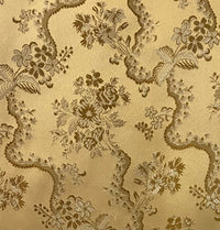 NEW SALE Princess Hailey Designer Brocade Satin Fabric- Antique Yellow Gold Floral Medallion - Fancy Styles Fabric Pierre Frey Lee Jofa Brunschwig & Fils