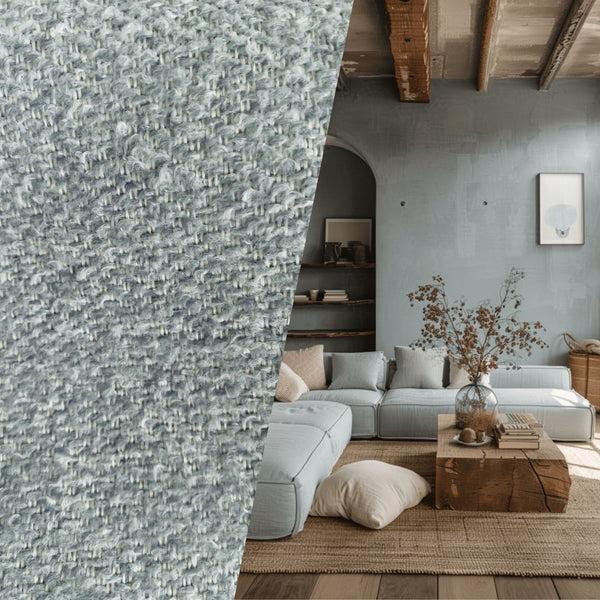 New! SUNBRELLA Light Grey Blue Nubby Boucle Water Repellent Indoor Outdoor Fabric - Fancy Styles Fabric Pierre Frey Lee Jofa Brunschwig & Fils
