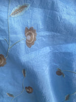 NEW SALE Duchess Daera Embroidered Faux Silk Floral Motif Fabric- Robin Egg Blue