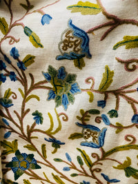 NEW Lady Batilda Novelty Crewel Floral Embroidered Linen Inspired Fabric Upholstery Costume Drapery - Fancy Styles Fabric Pierre Frey Lee Jofa Brunschwig & Fils