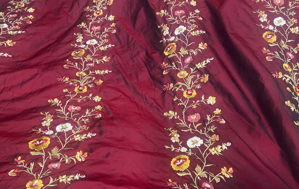 NEW Duchess Alethea Beige Iridescence 100% Silk Embroidered Fabric