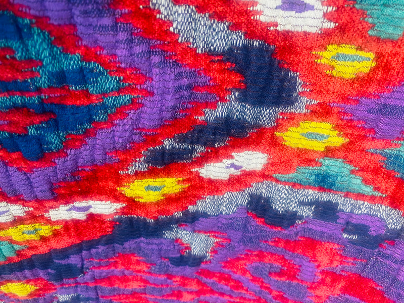 NEW Queen Shila Upholstery Tribal Velvet Fabric Imported from Belgium- Red Purple Melange
