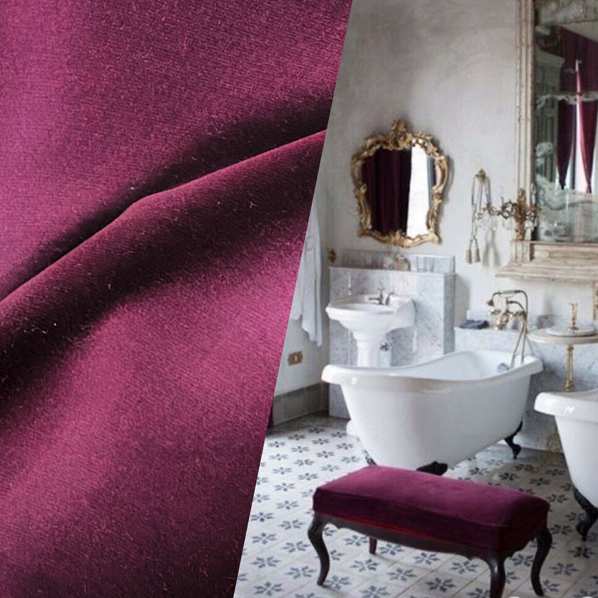 New Prince Oliver 100% Cotton made in Belgium Velvet Fabric in Berry - Fancy Styles Fabric Pierre Frey Lee Jofa Brunschwig & Fils